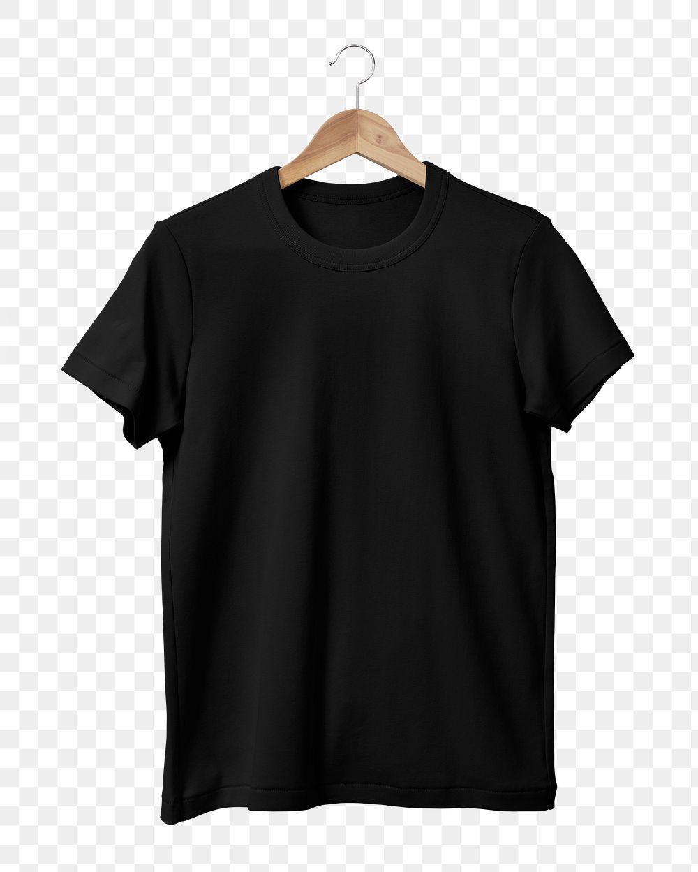 Black t-shirt png, simple unisex fashion, transparent design on transparent background