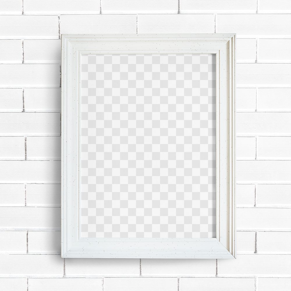 Frame mockup png, white brick wall