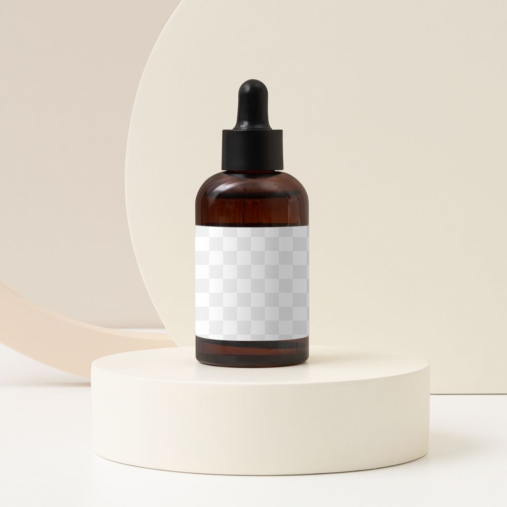 Dropper bottle png, label mockup design, skincare product packaging