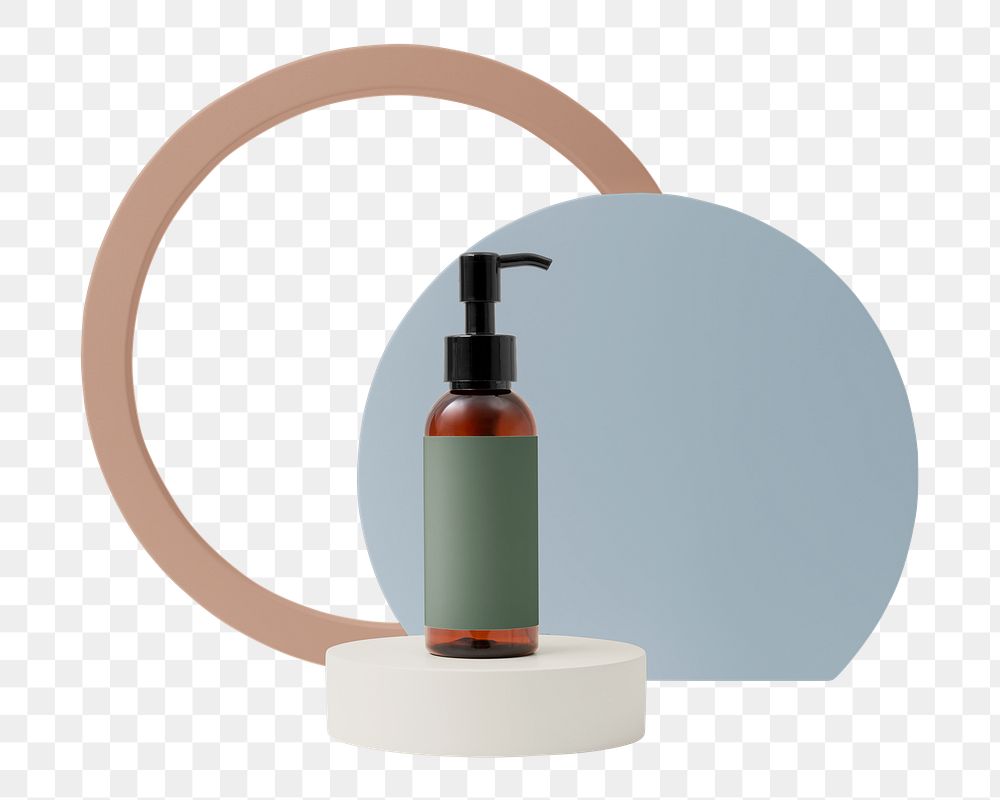 Skincare pump bottle png, white product podium, isolated object design