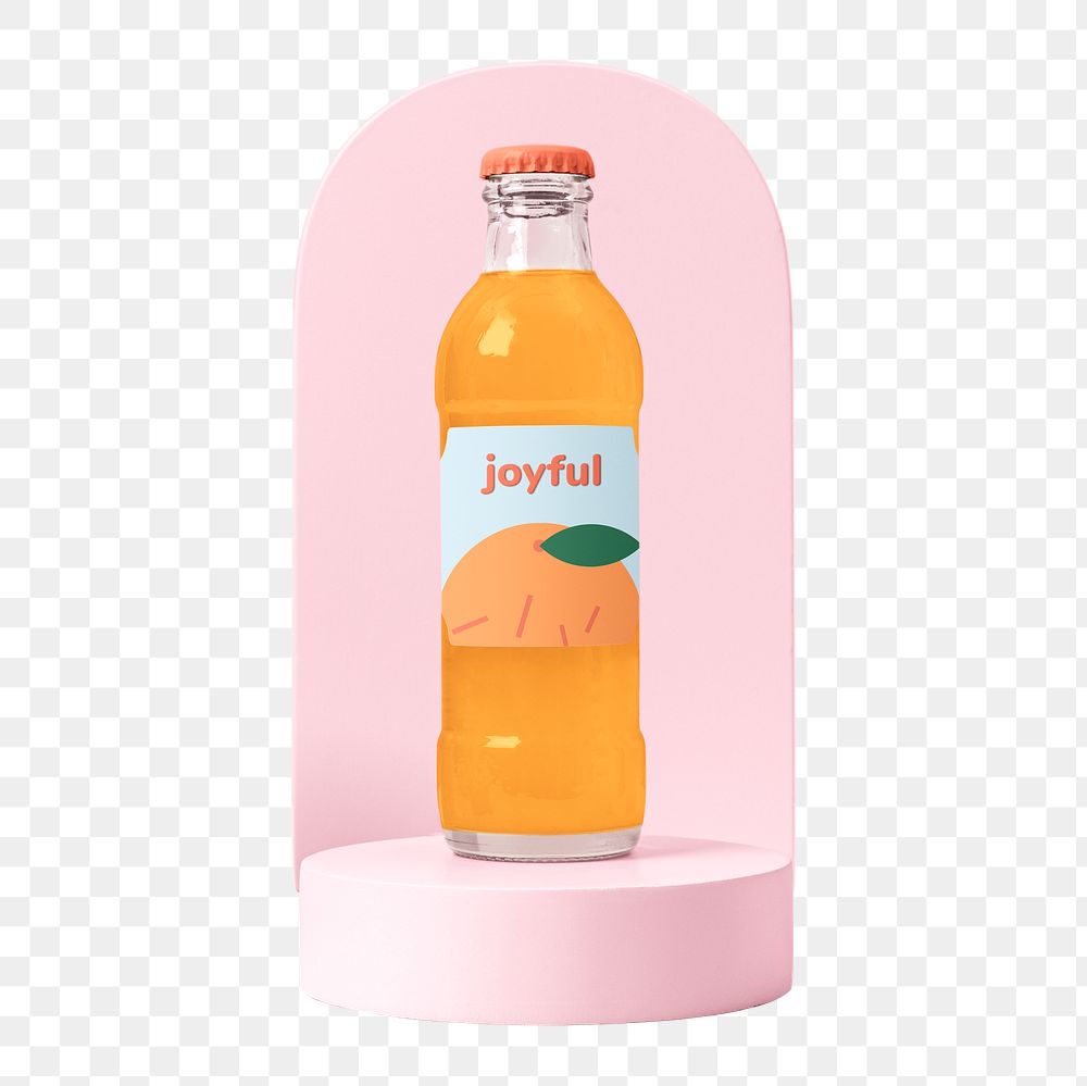 Glass bottle png, pink product podium, isolated object design