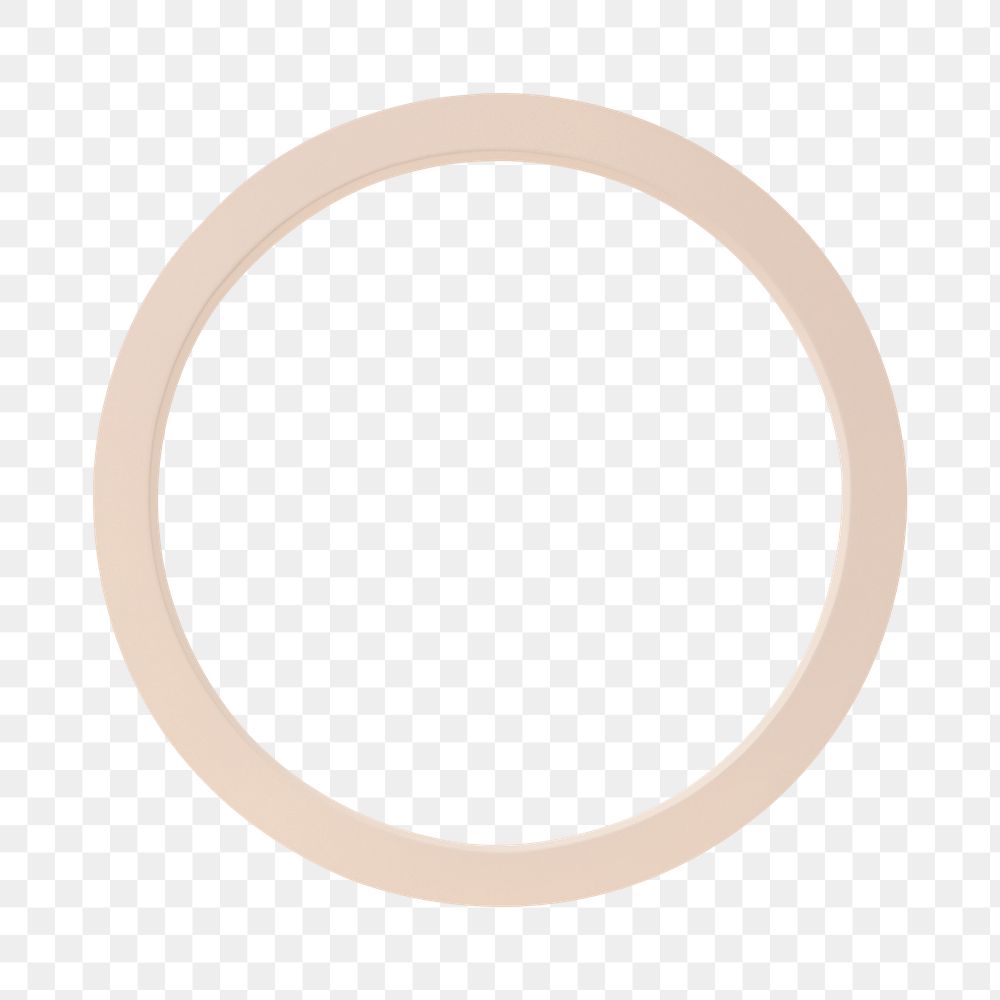Beige round frame png, geometric design element, isolated object design