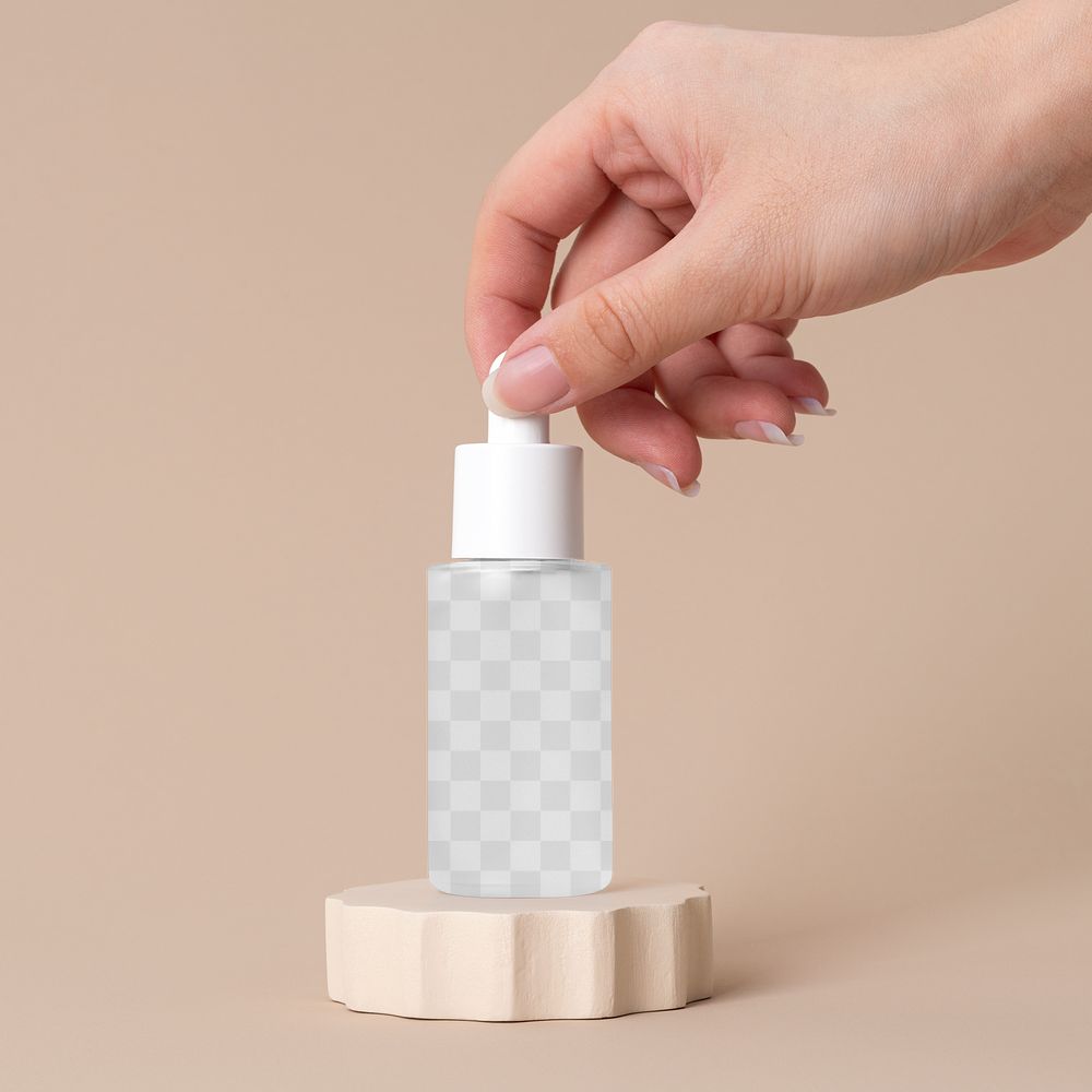 Dropper bottle mockup png, transparent design, skincare product packaging