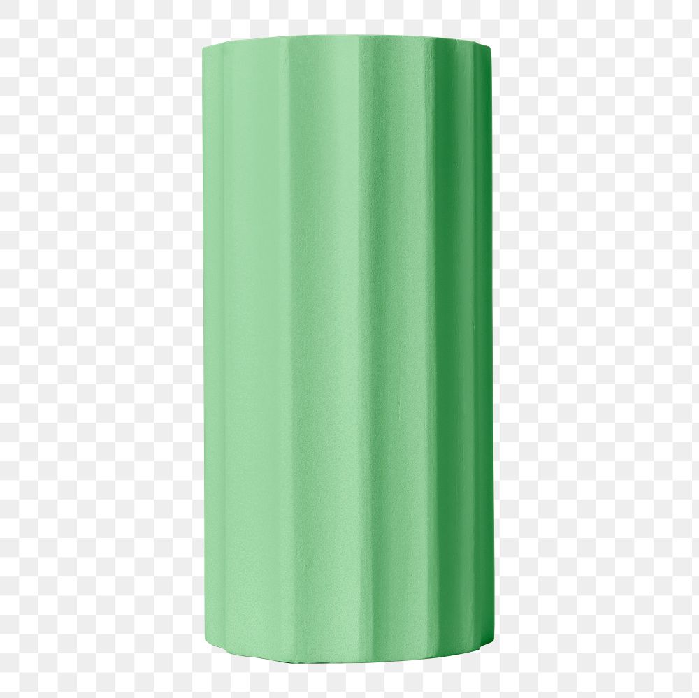 Green cylinder png, geometric shape sticker, isolated object design