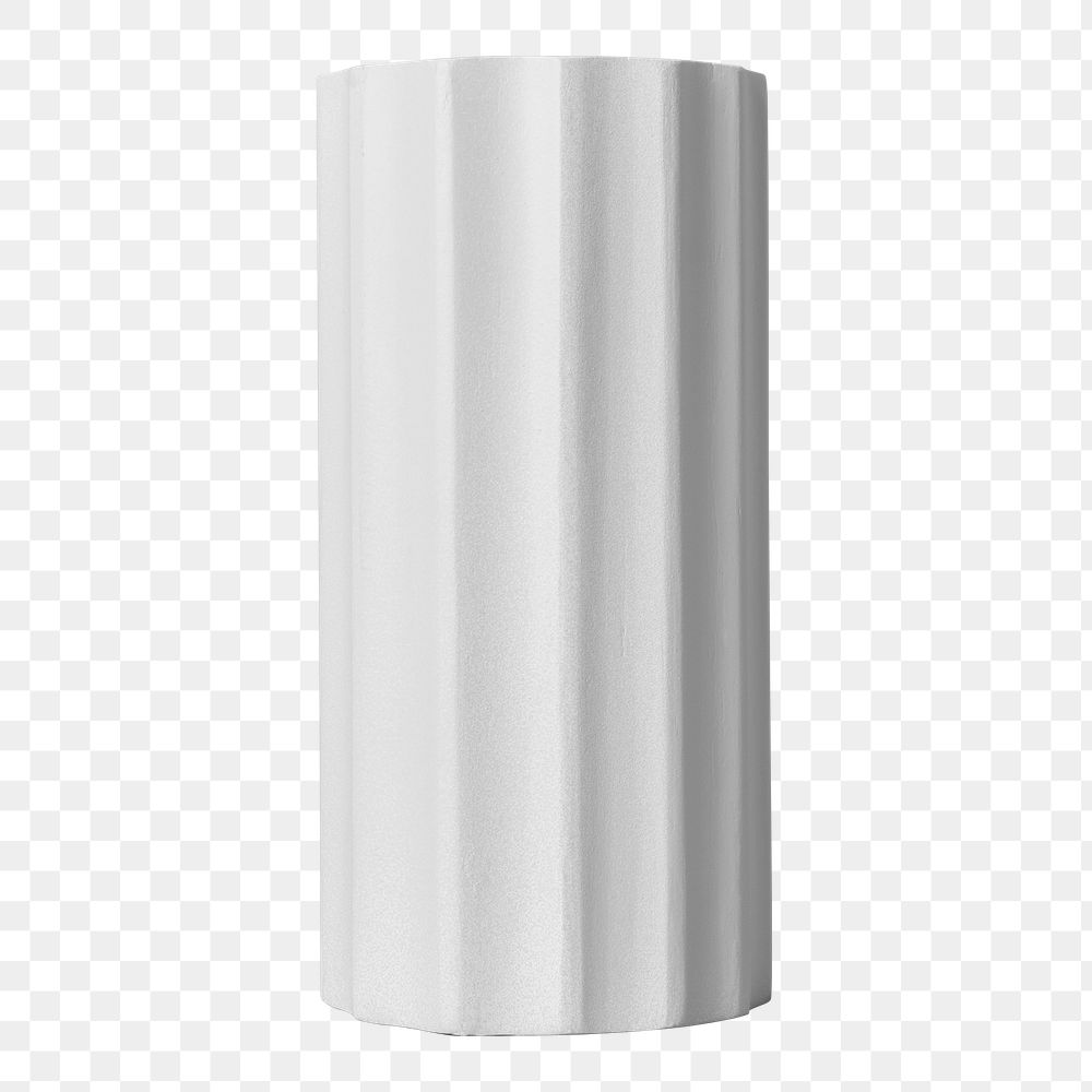 Gray cylinder png, geometric shape sticker, isolated object design