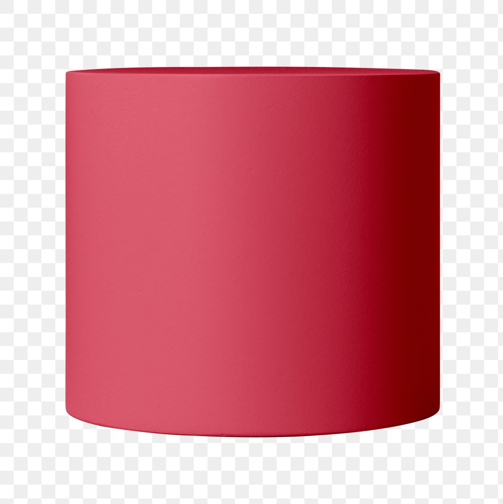 Red cylinder png, geometric shape sticker, isolated object design