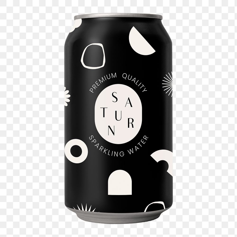 Black  can png, beverage product packaging, isolated object design