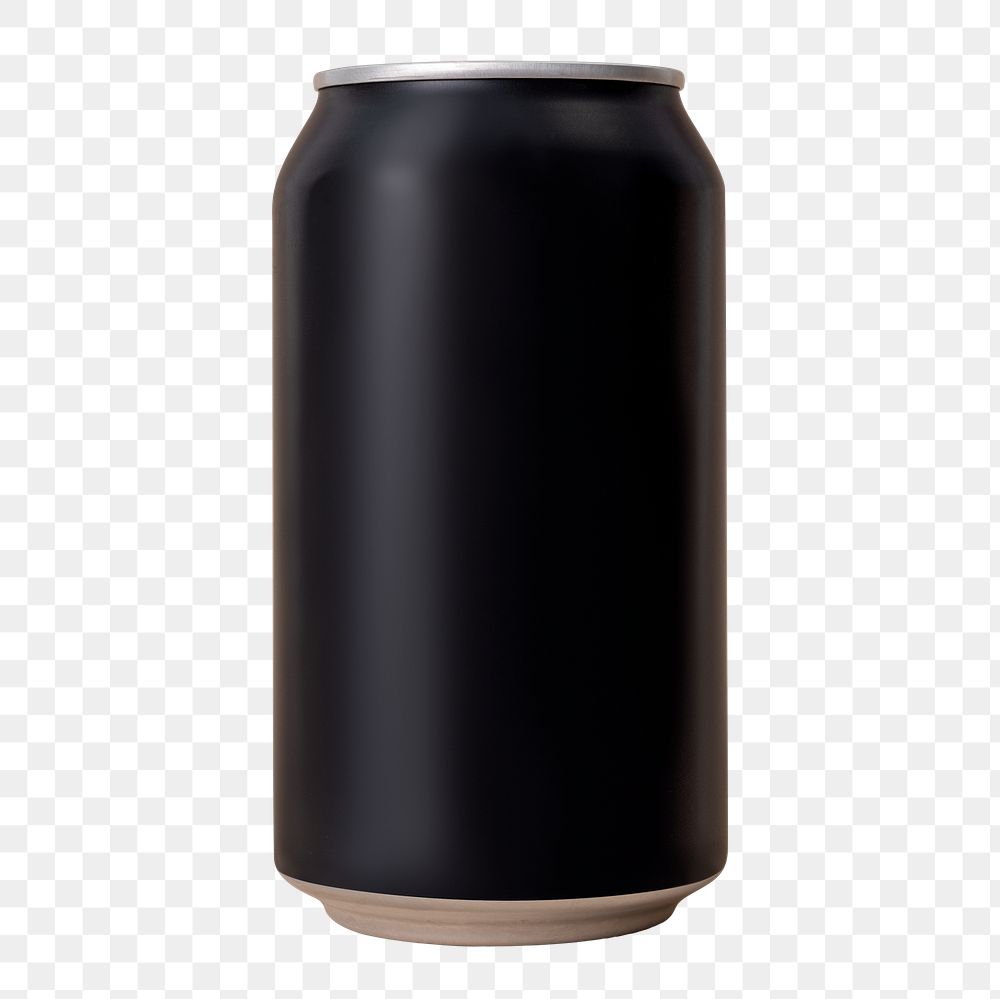 Black  can png, beverage product packaging, isolated object design