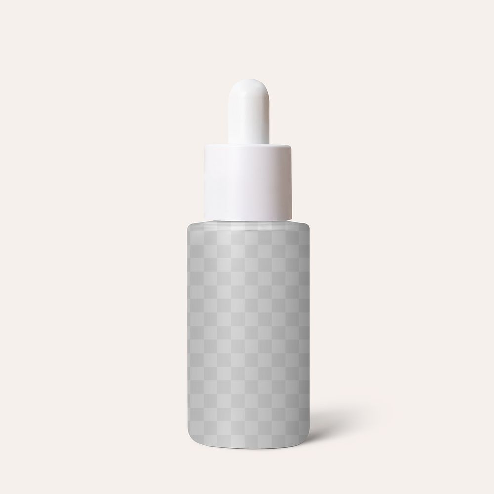 Dropper bottle mockup png, transparent design, cosmetic product packaging