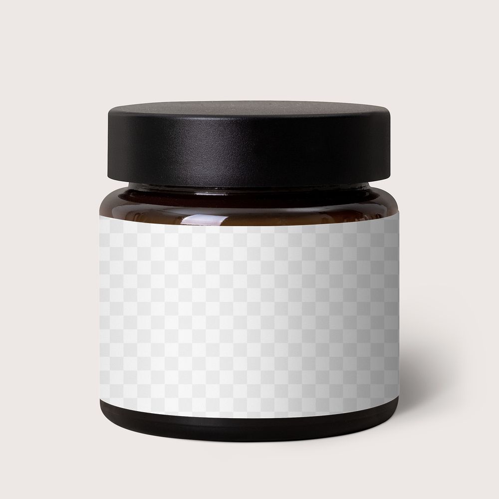 Beauty jar mockup png, transparent label design, skincare product packaging