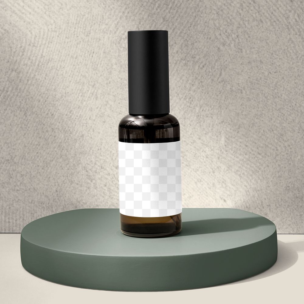 Label mockup png transparent, bottle bottle, skincare product packaging design