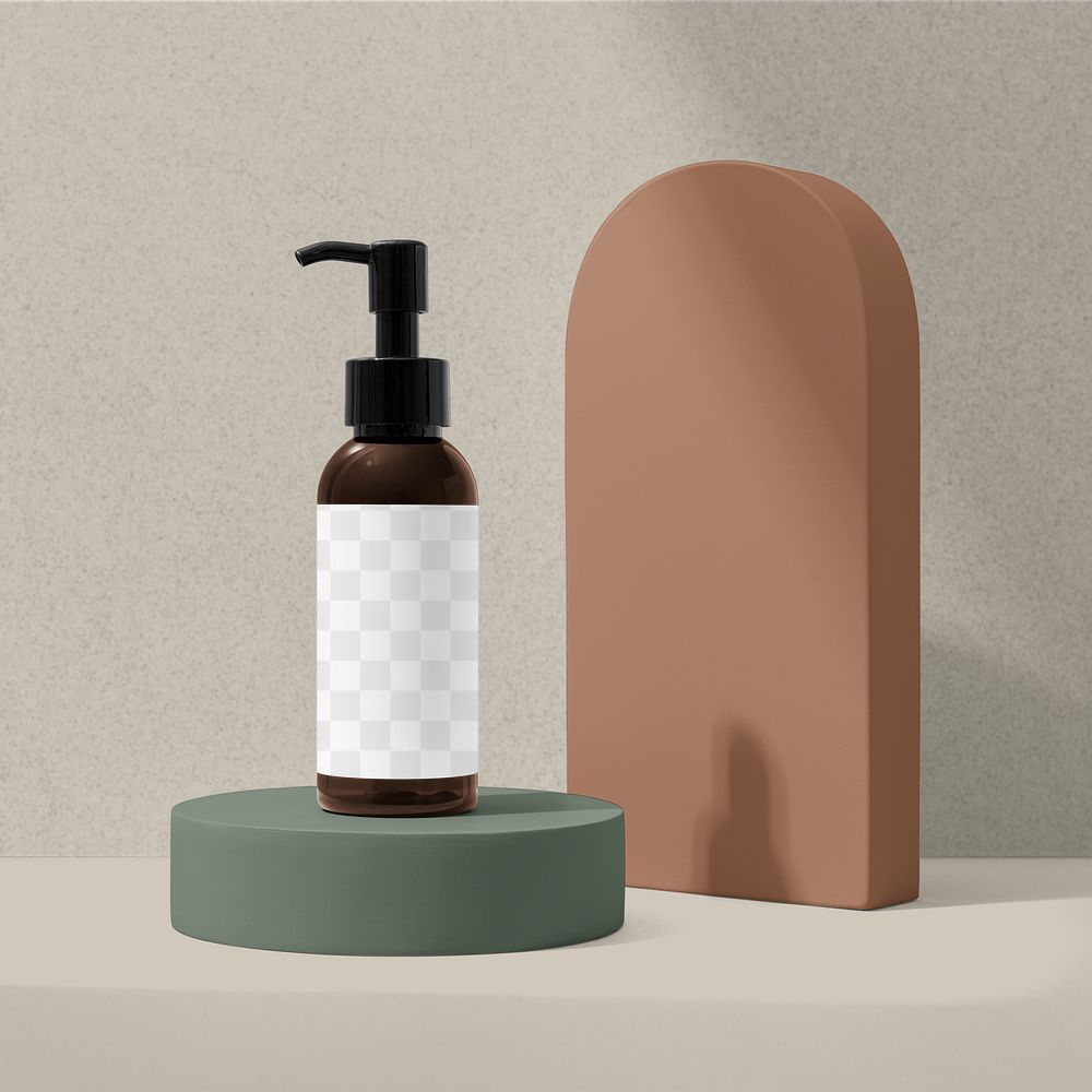 Skincare mockup png, transparent label design, beauty product packaging