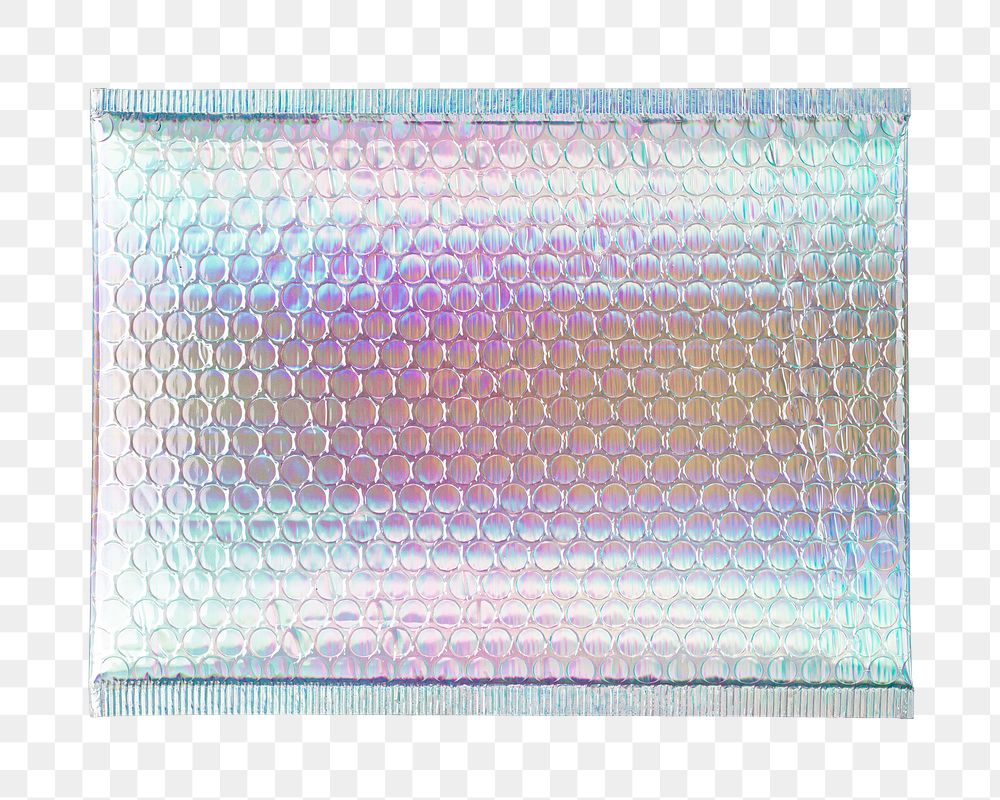 Iridescent bubble mailer png, shipping packaging design, transparent background