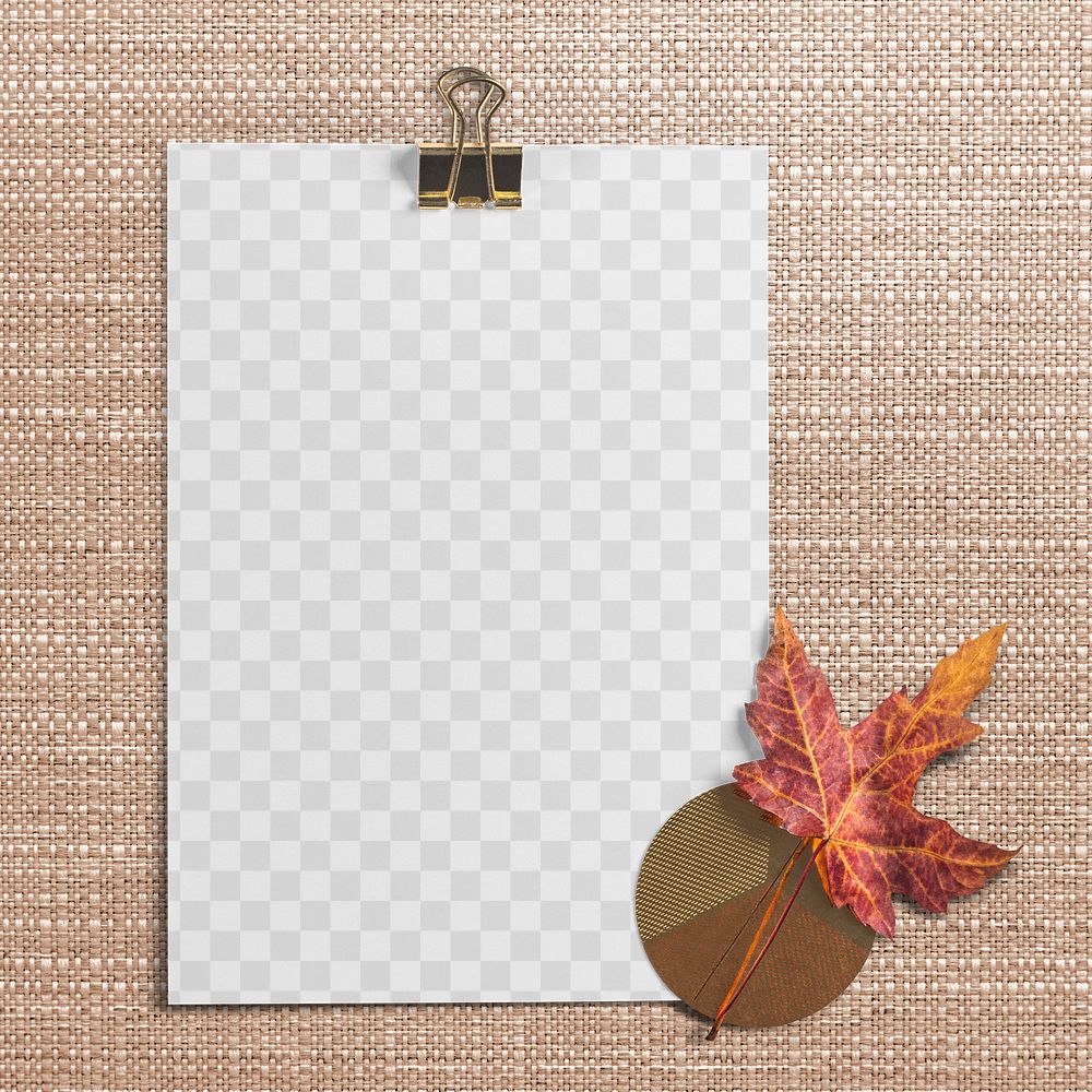 Brown paper png mockup, botanical design, transparent background