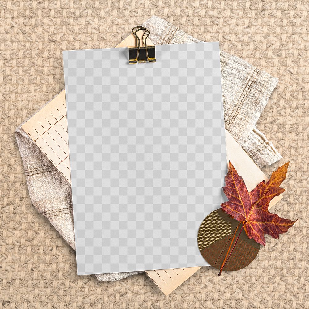 Brown paper png mockup, botanical design, transparent background