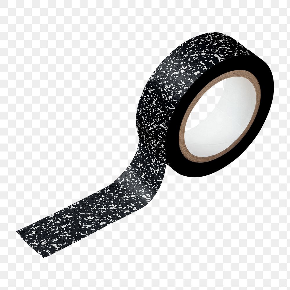 Black tape roll png, journal sticker, collage element, transparent background