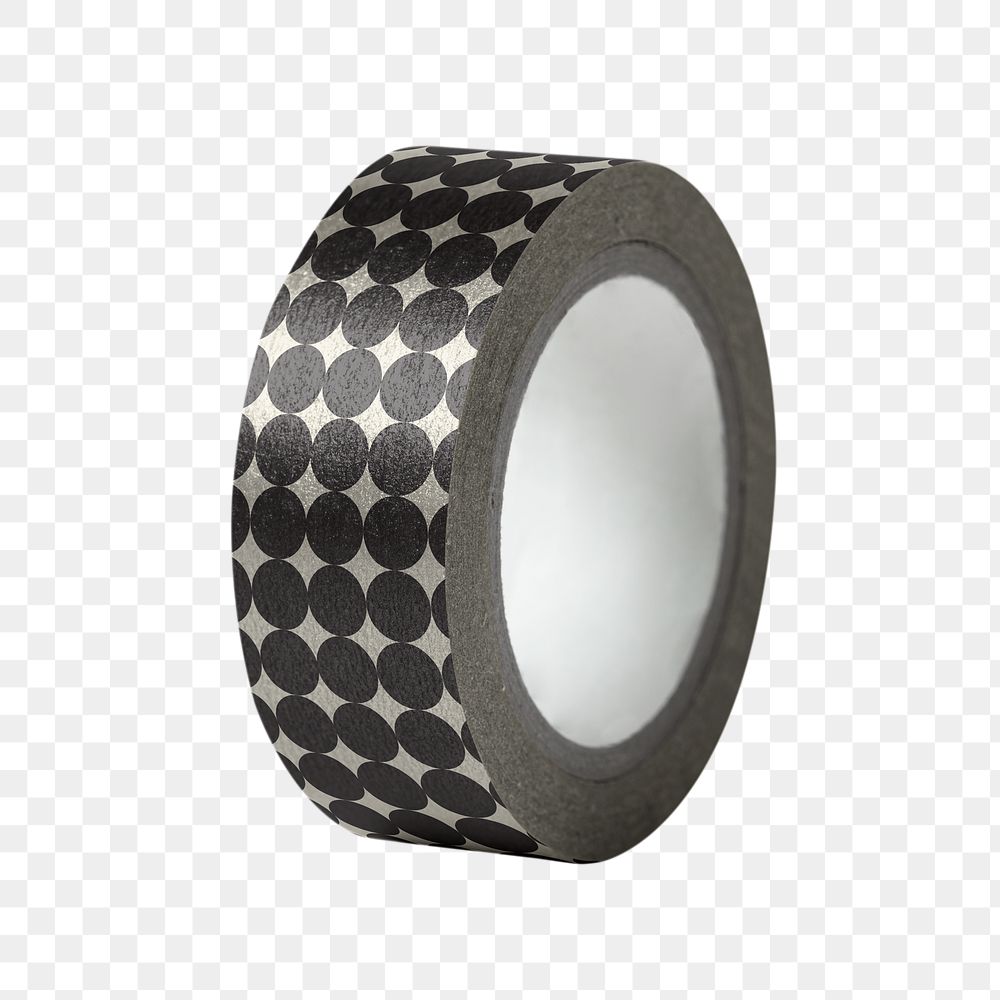 Tape roll png, black journal sticker, collage element, transparent background
