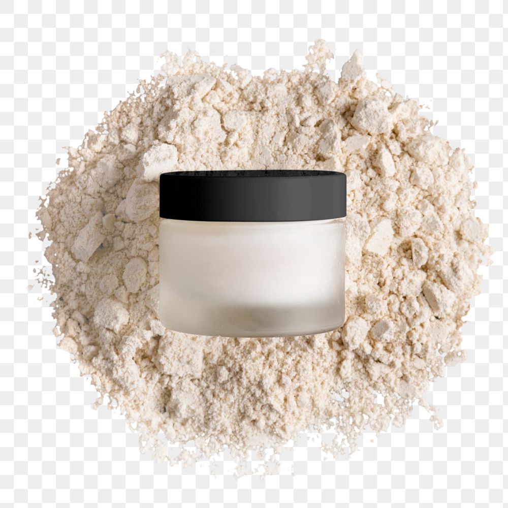 Cosmetic jar png, beige powder, beauty product packaging collage element design