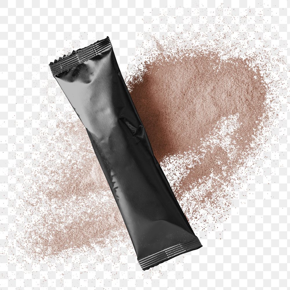 Black stick sachet png, product packaging collage element design