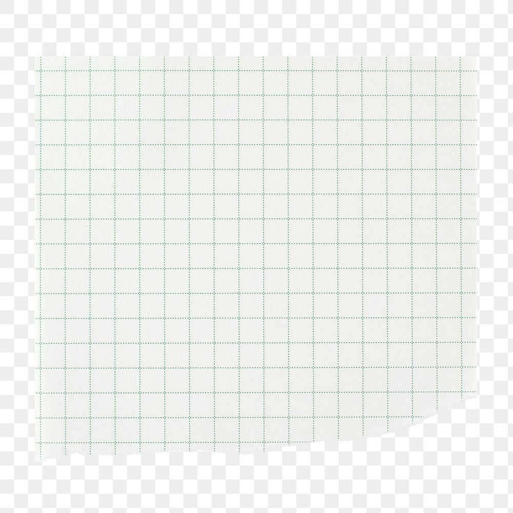 Green png grid paper note, stationery element, transparent background