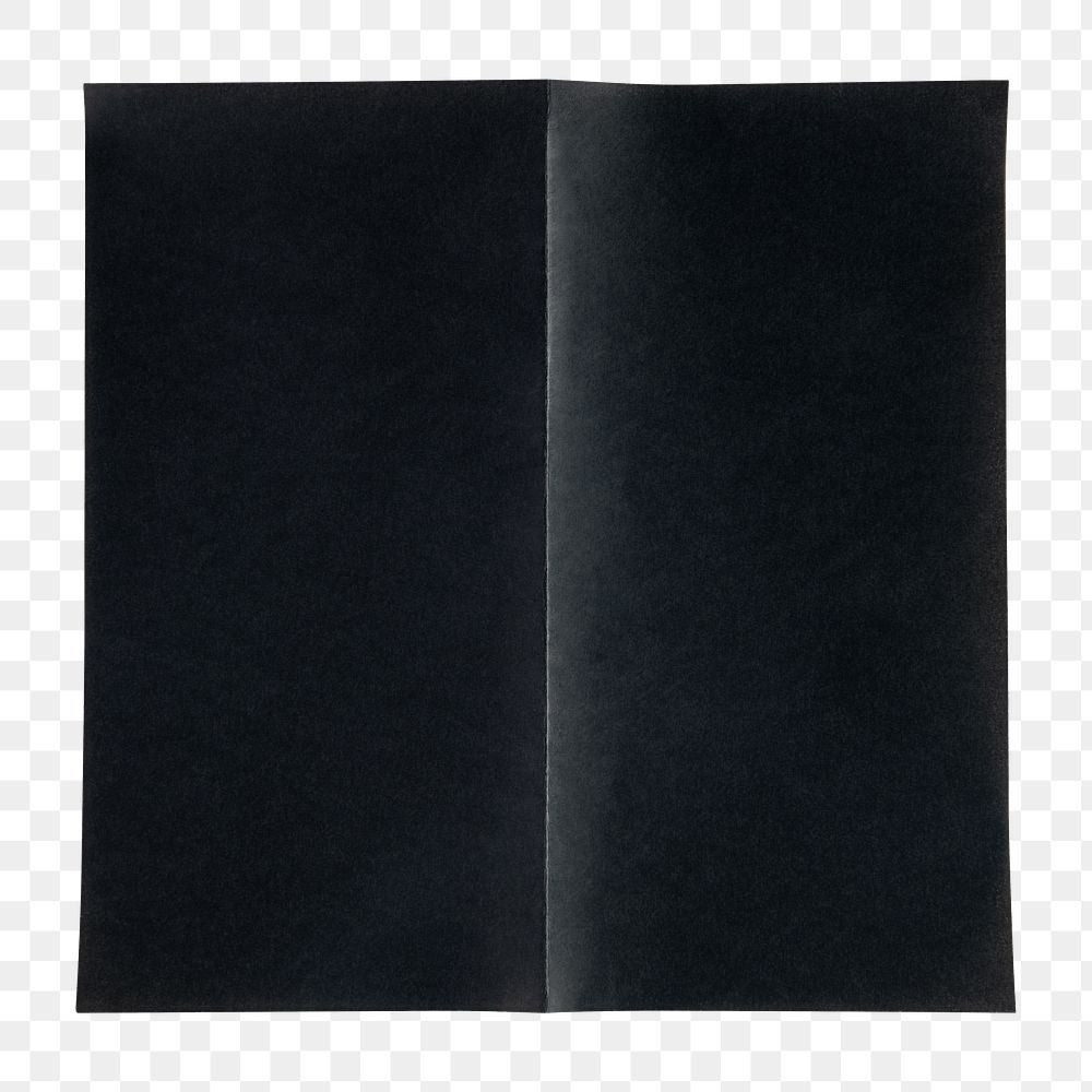 Brochure png sticker, black folded page, transparent background