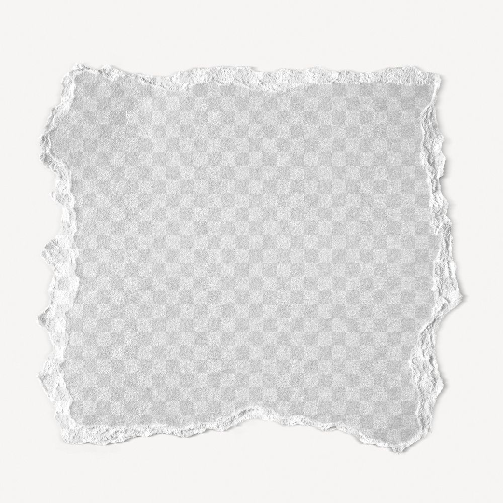 Torn paper png mockup, transparent square shape