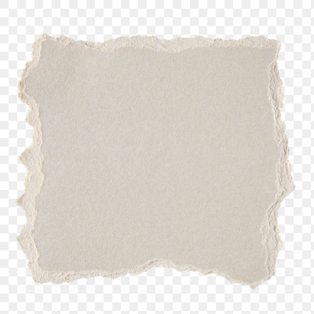 Png torn beige paper sticker, textured shape, transparent background