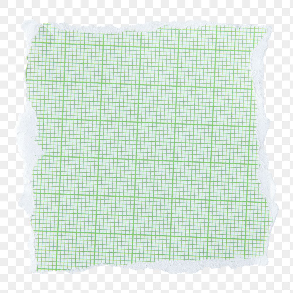 Green png grid paper note, stationery element, transparent background