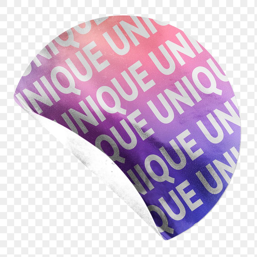 Gradient sticker png, unique text, round shape, isolated object design