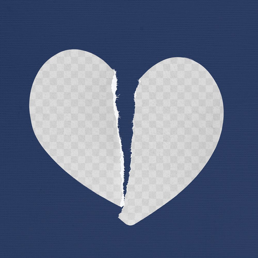 Transparent sticker png mockup, torn heart design