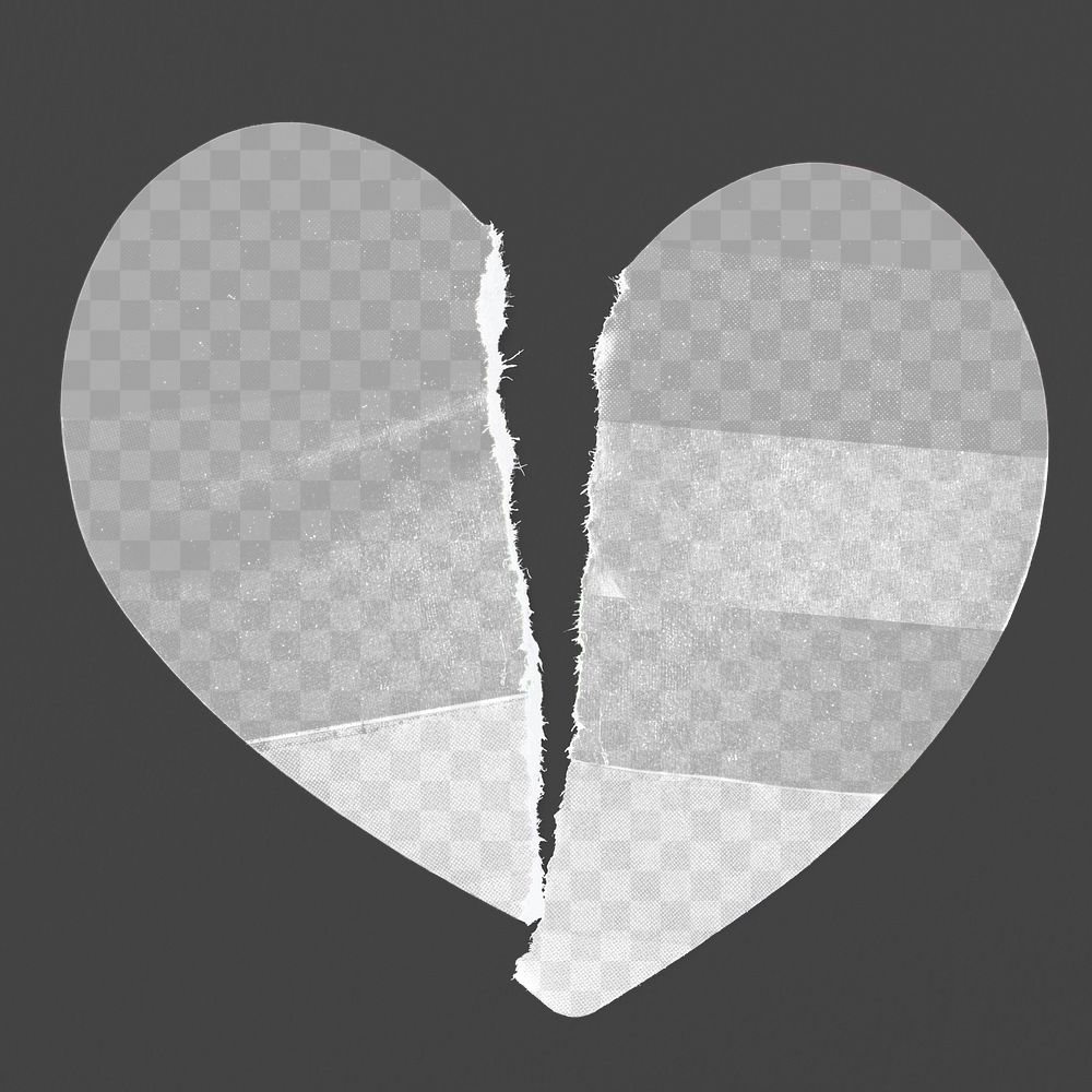 Sticker mockup png transparent, torn heart shape design