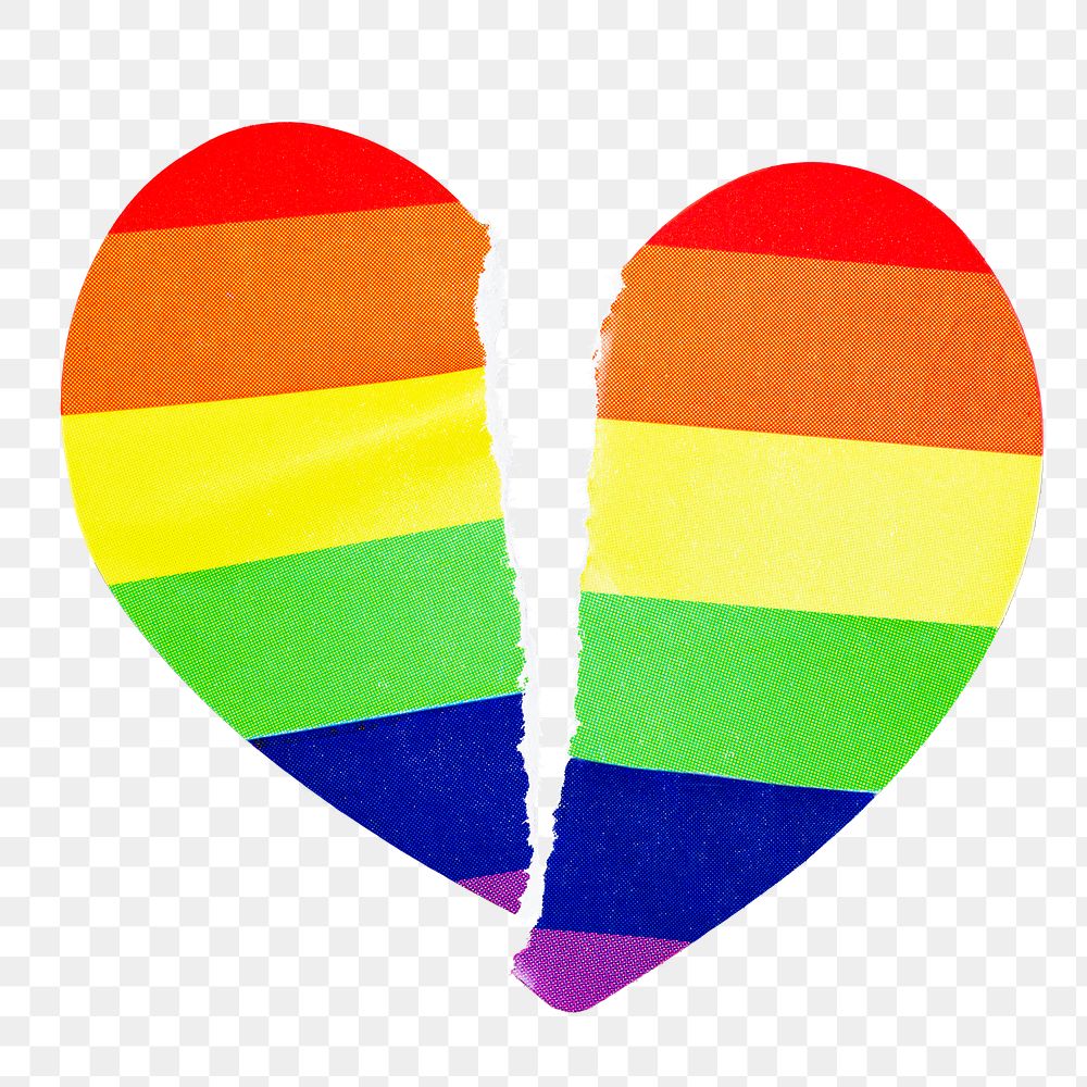 Torn rainbow sticker png, pride heart shape, LGBTQ support, isolated object design