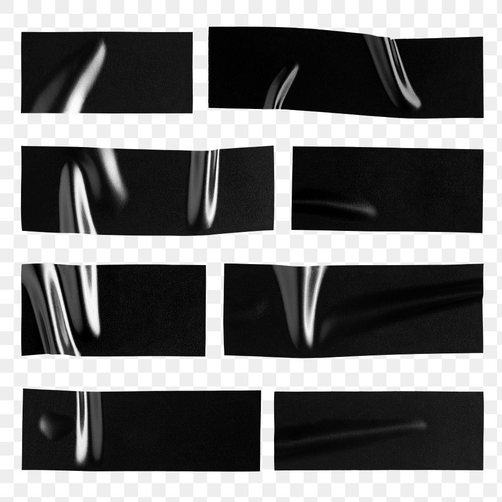 Black tape png, stationery transparent background set