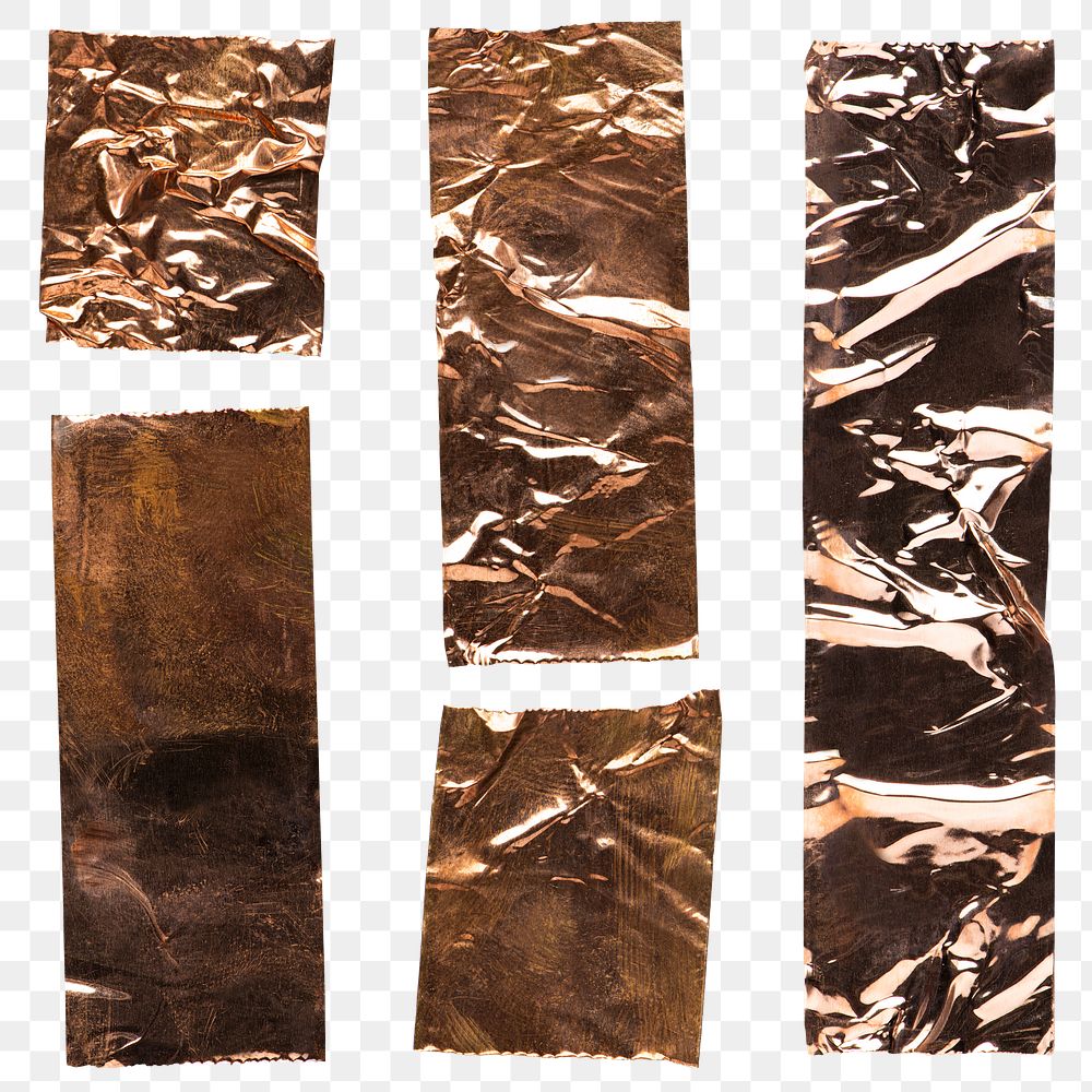 Bronze tape png, journal sticker, collage element set