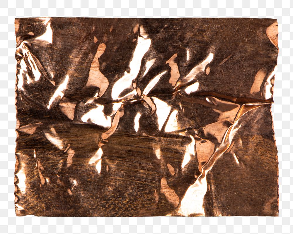 Metallic tape png, wrinkled bronze journal sticker, collage element design