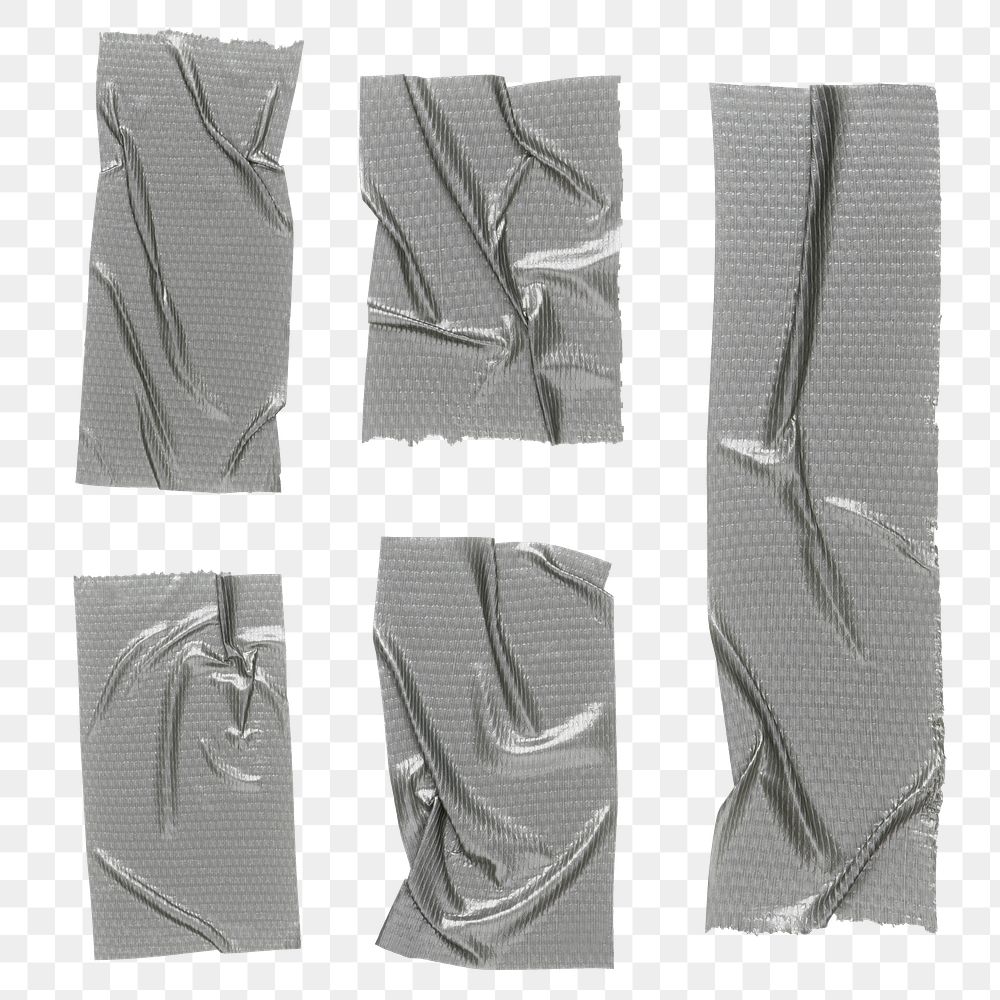 Gray matt tape png, journal sticker, collage element set