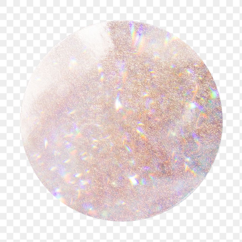Iridescent sticker png, blank round shape, isolated object design