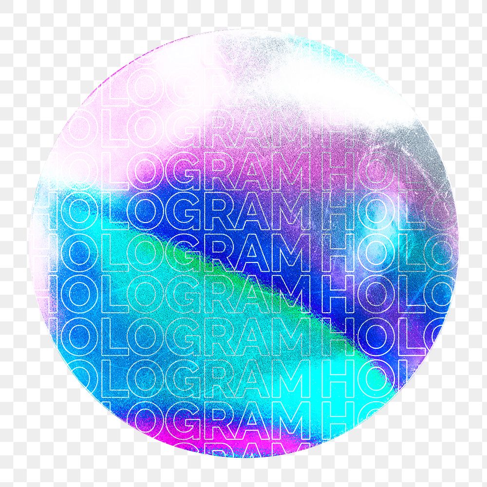 Holographic sticker png, blank round shape, isolated object design