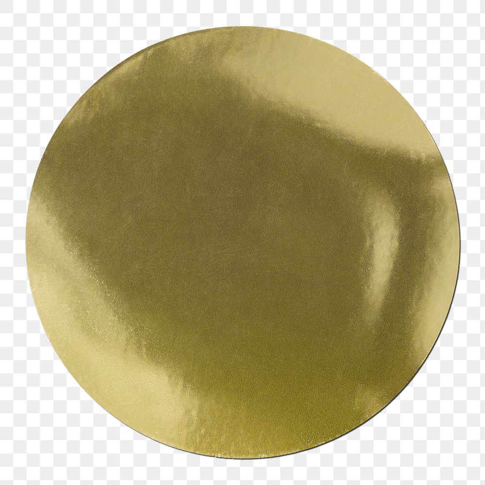 Gold sticker png, blank round shape, isolated object design