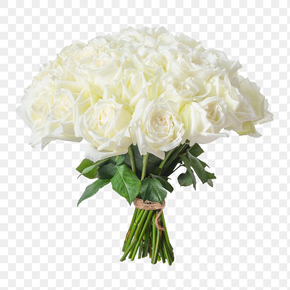 PNG white rose bouquet, valentine's flower sticker