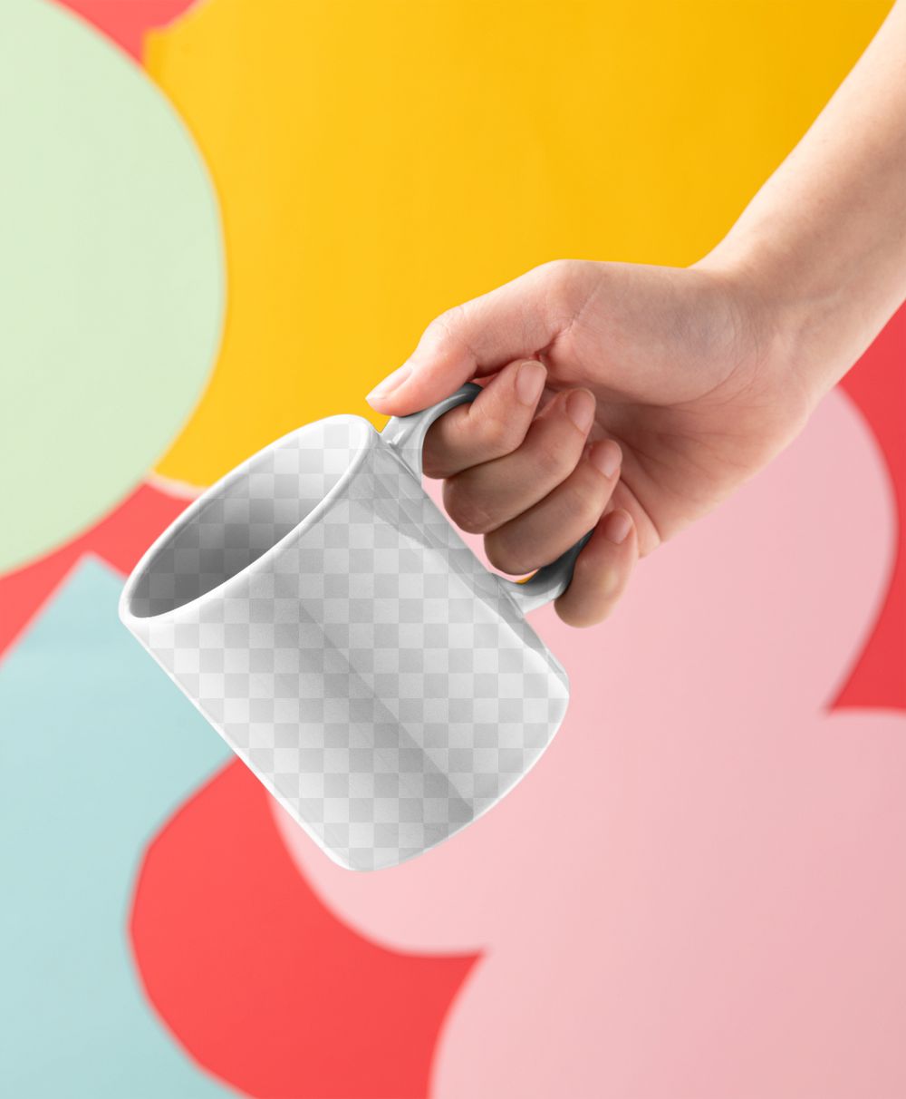 Coffee mug png mockup, transparent kitchenware 