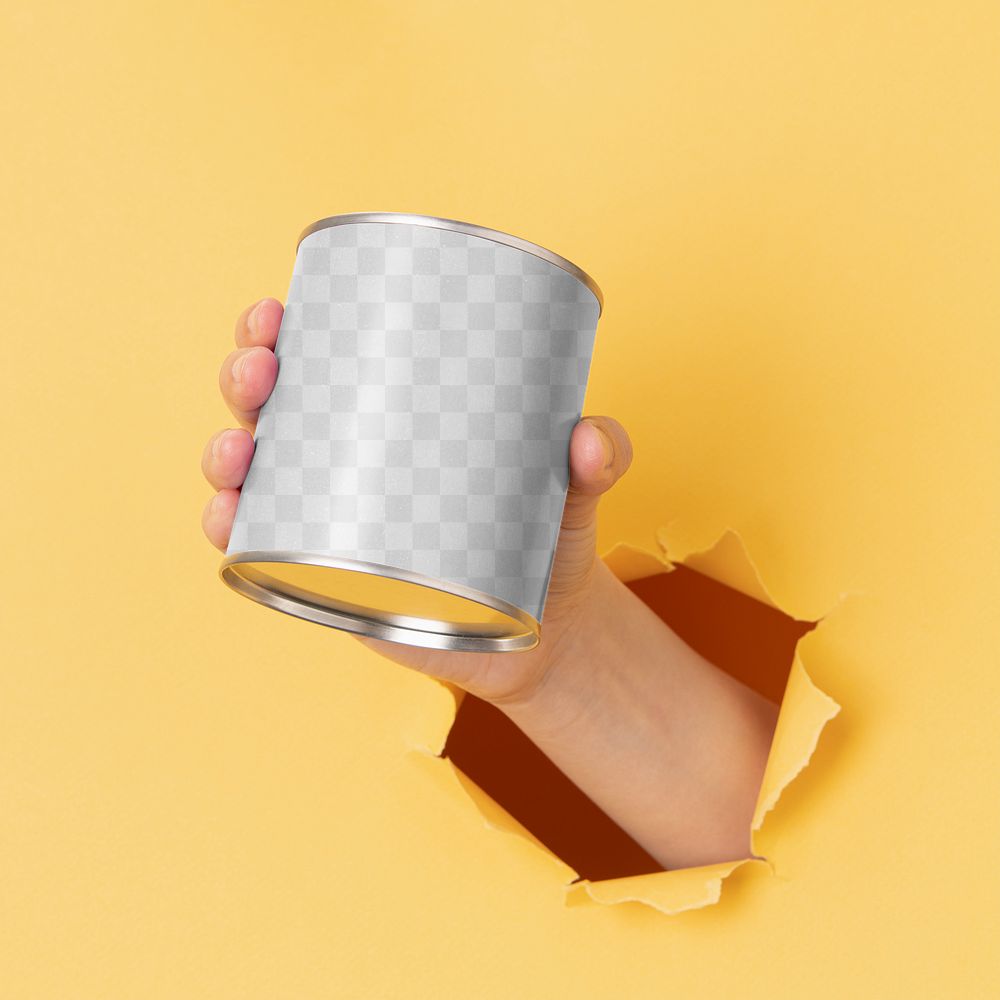 Food can png mockup, transparent packaging