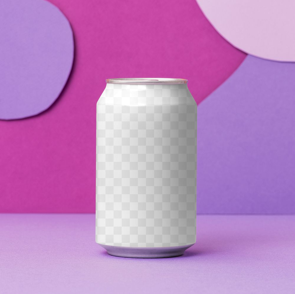 Soda can png mockup, beverage product packaging