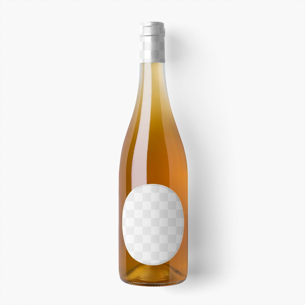 Orange wine png bottle mockup, aesthetic packaging