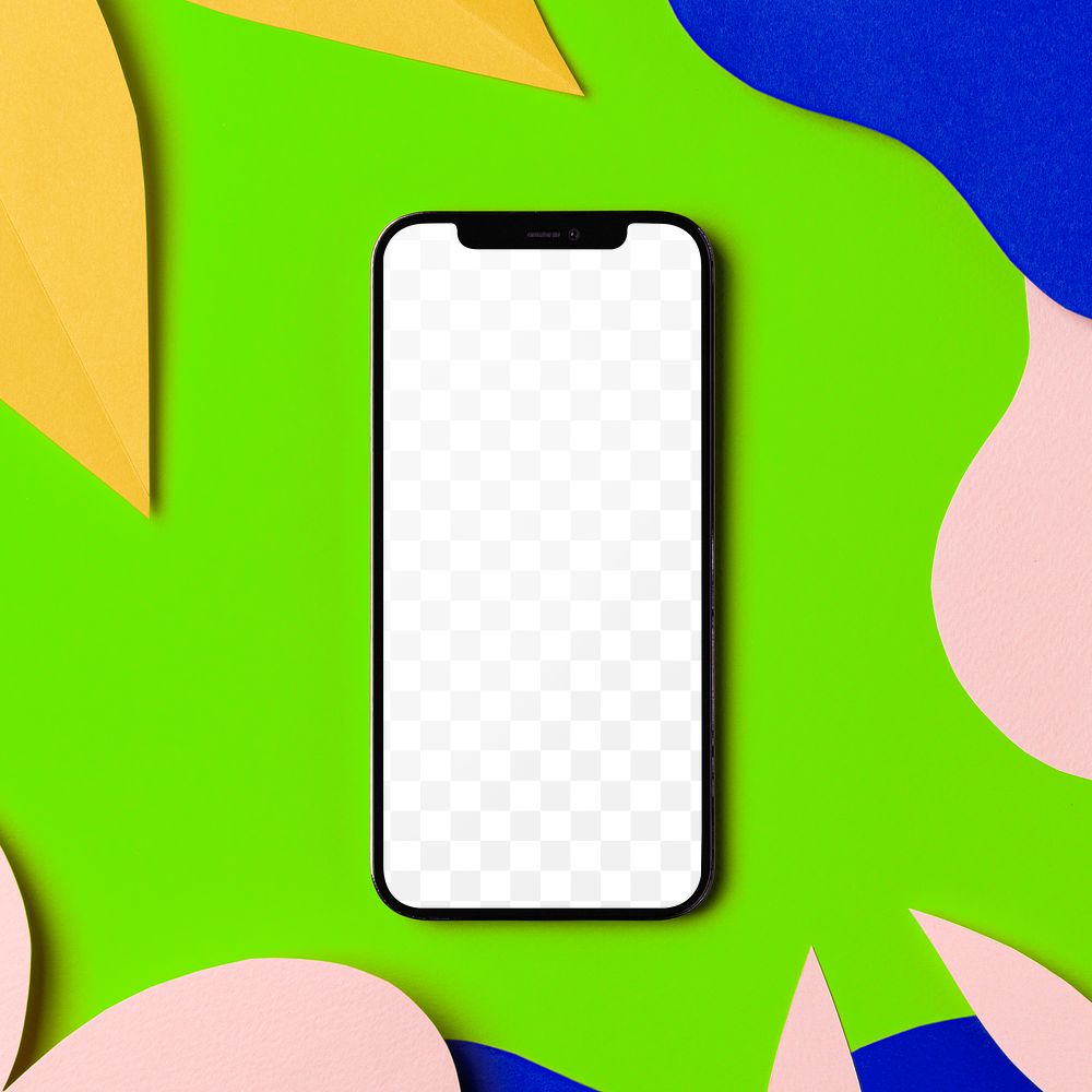 Smartphone screen png mockup, transparent tropical design