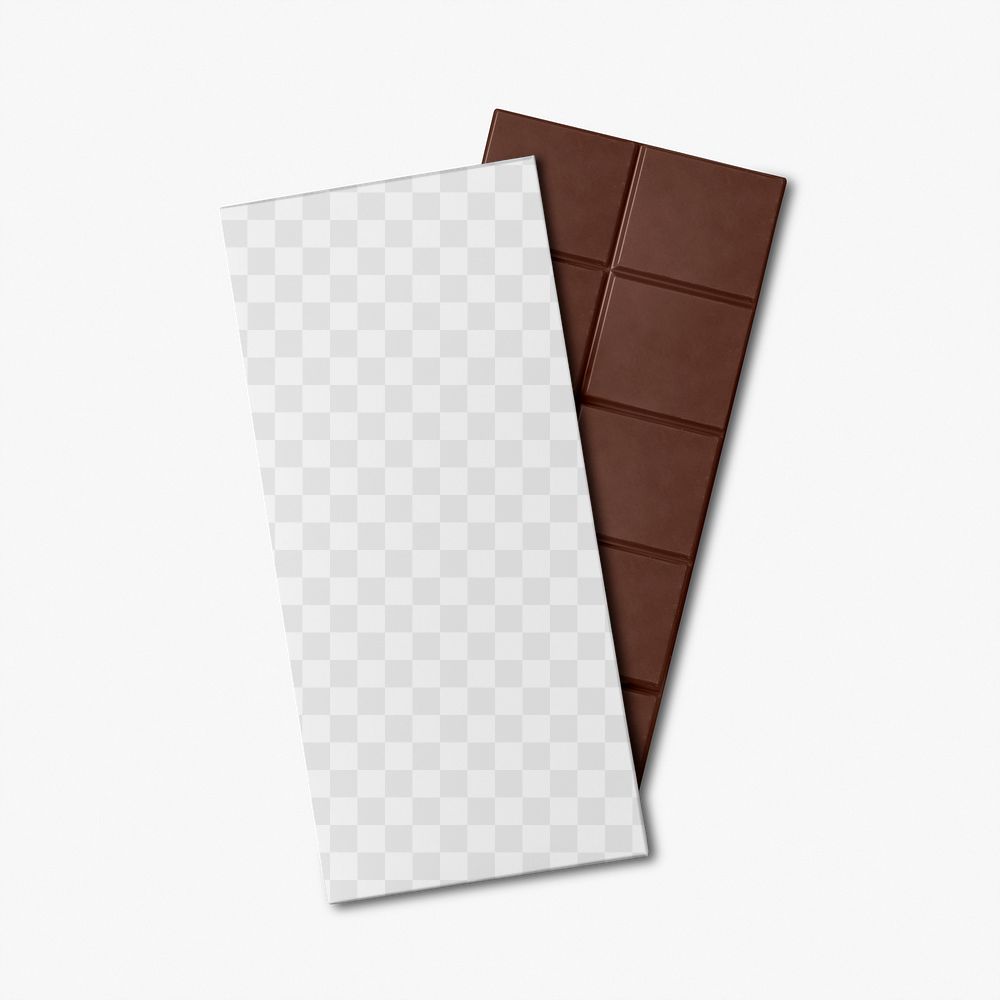 Chocolate bar png mockup, food packaging, transparent design