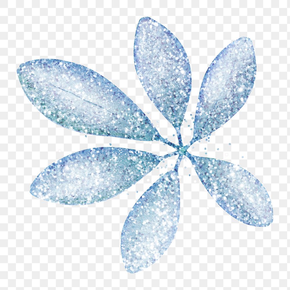 Glittery blue Schefflera Arboricola leaves design element