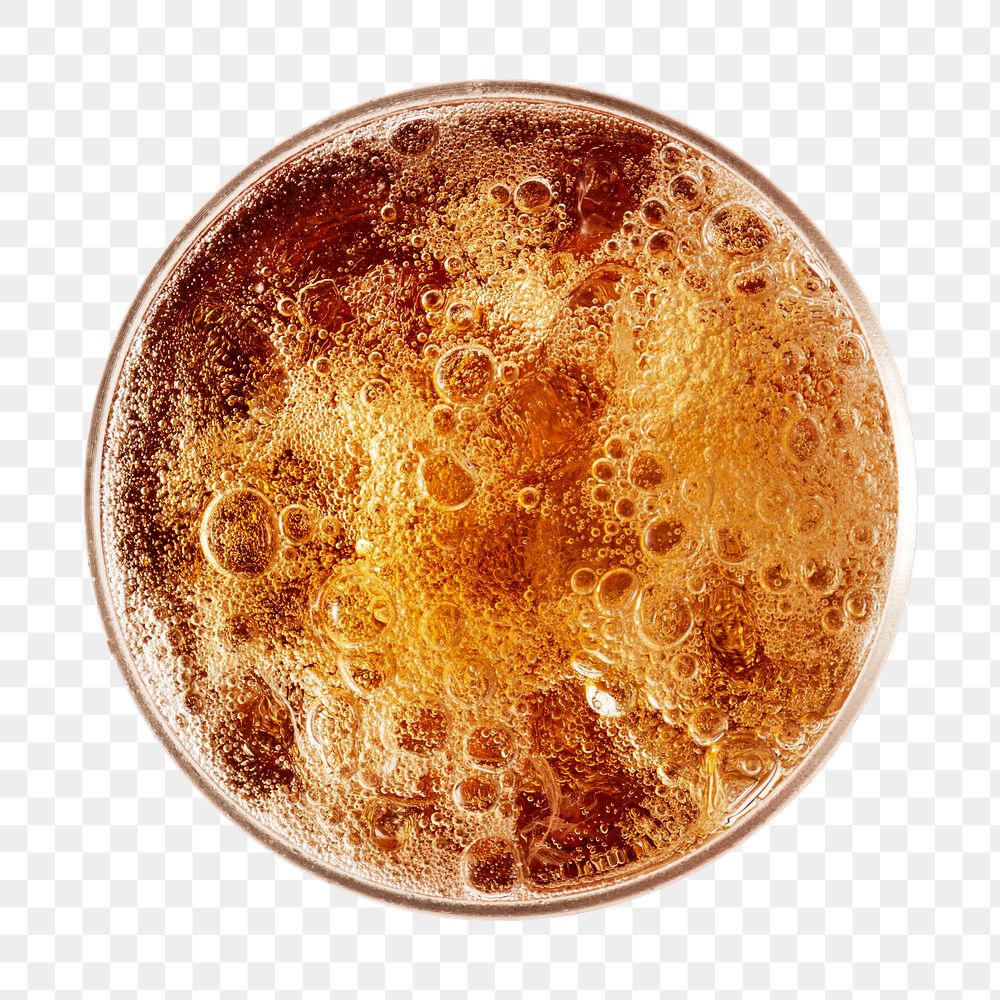 Aerial view of fizzy drink in a glass
