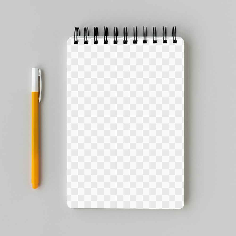 Blank notebook with a pen design element