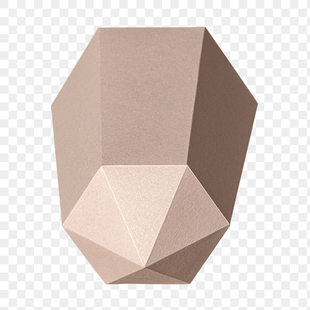 Pink hexagonal prism paper craft design element